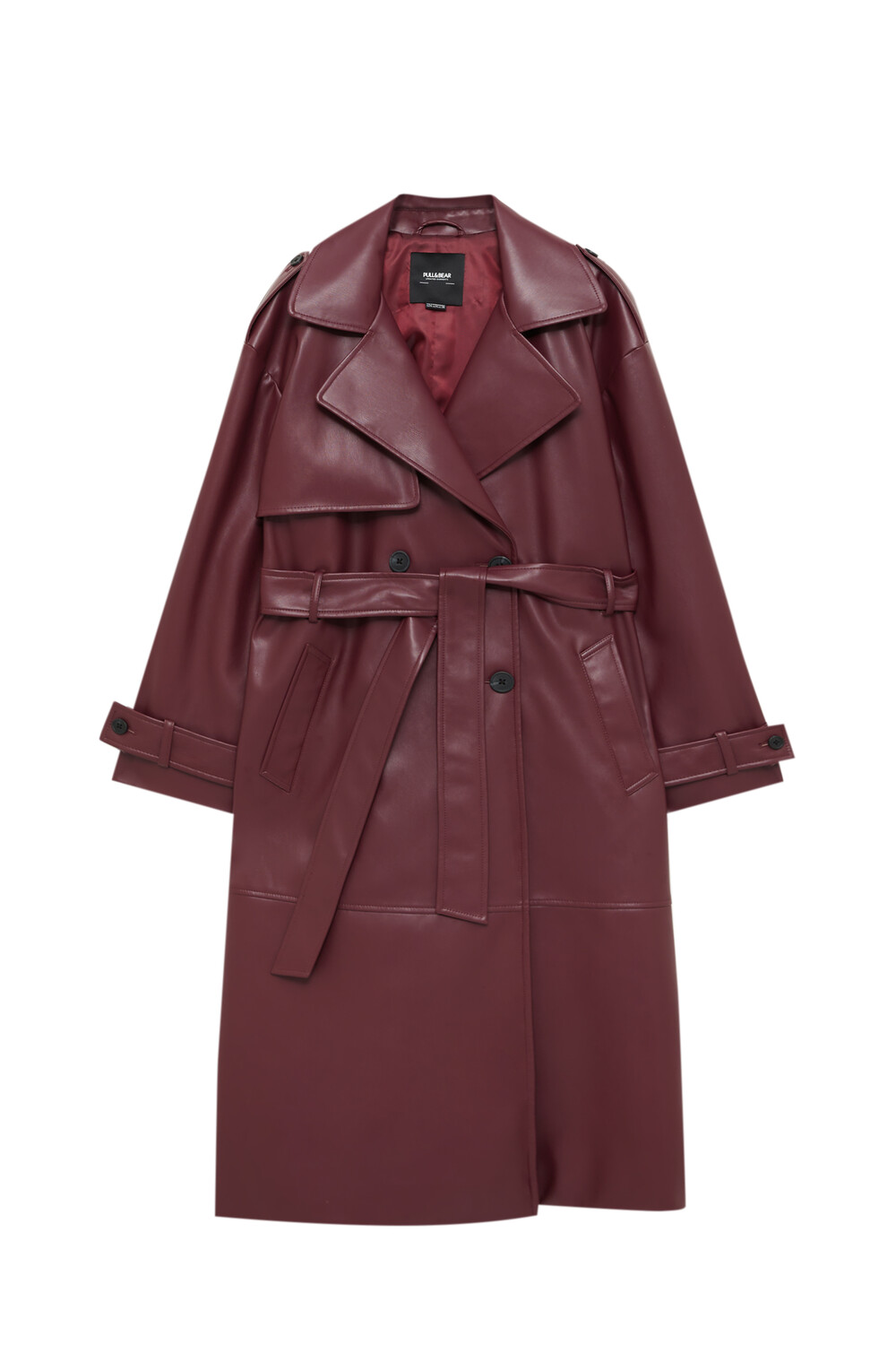 

Тренч Pull&Bear Faux Leather, бордовый