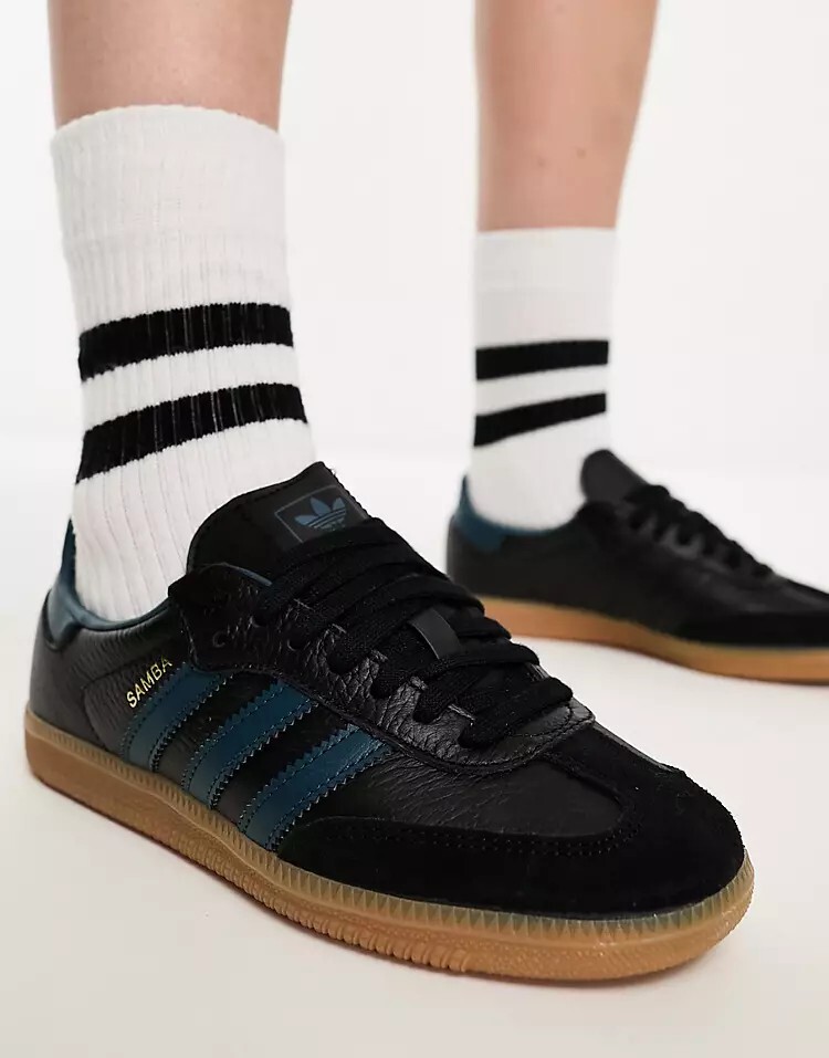 

Черные кроссовки adidas Originals Samba OG с резиновой подошвой, бирюзовый