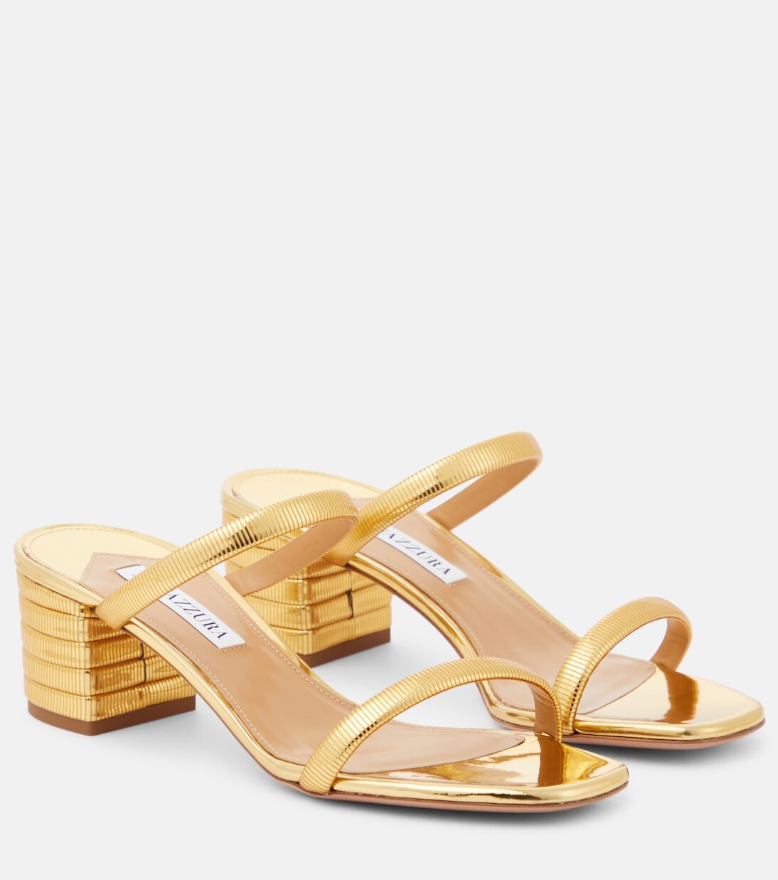 

Мюли riviera из искусственной кожи с эффектом металлик Aquazzura, желтый