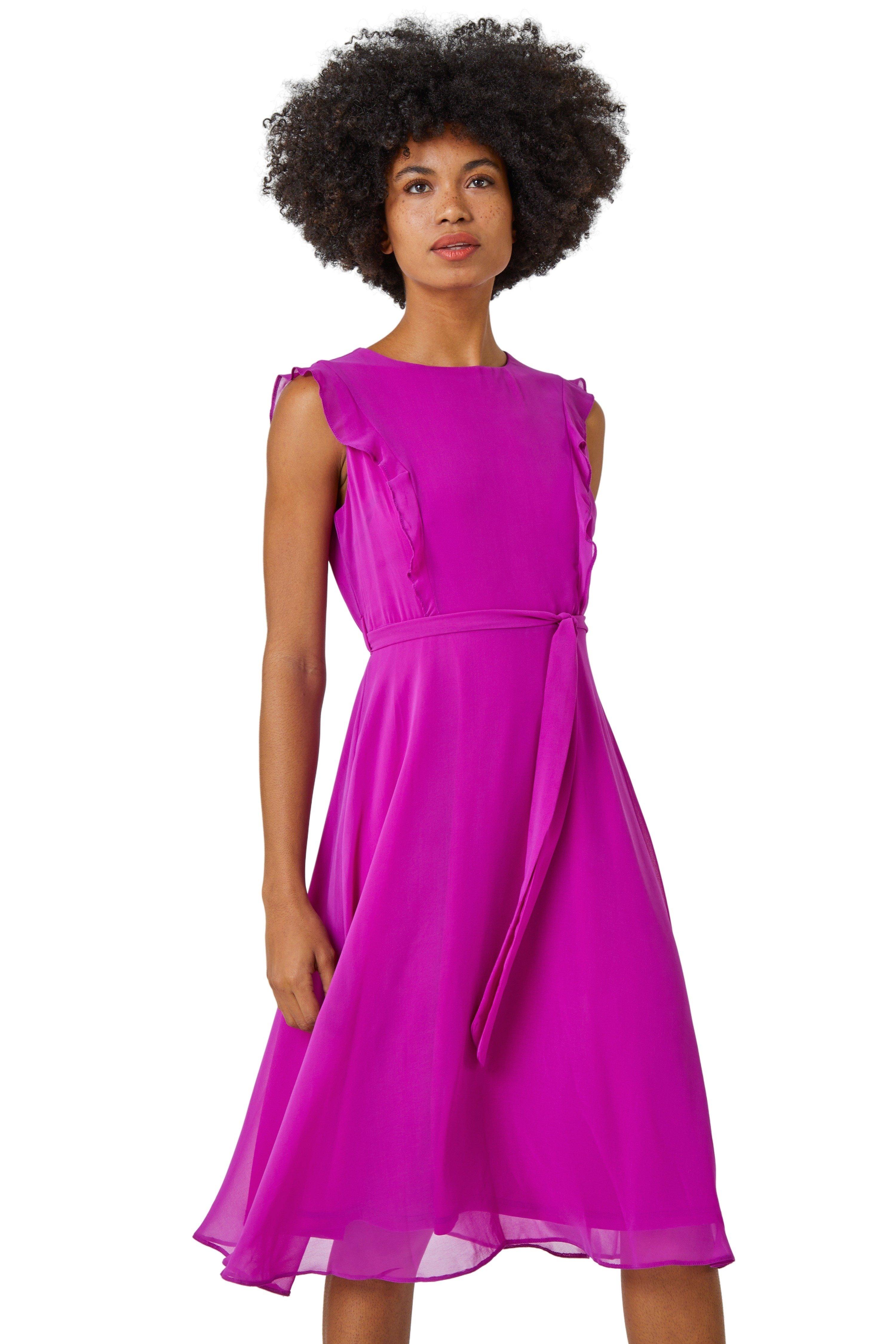 Шифоновое платье без рукавов с оборками Roman, фиолетовый