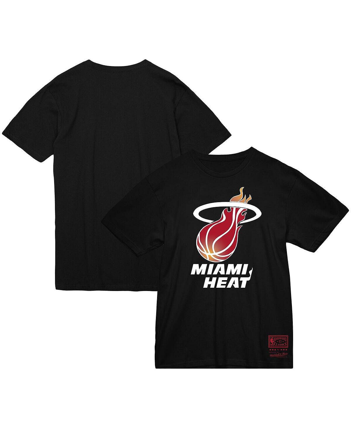 

Мужская и женская черная футболка с логотипом Miami Heat Hardwood Classics Throwback Mitchell & Ness