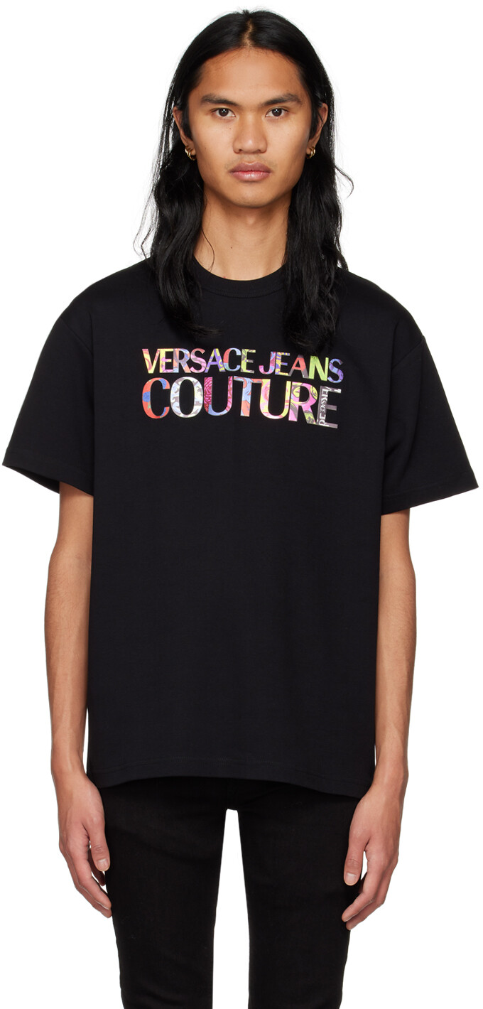 

Черная футболка с принтом Versace Jeans Couture