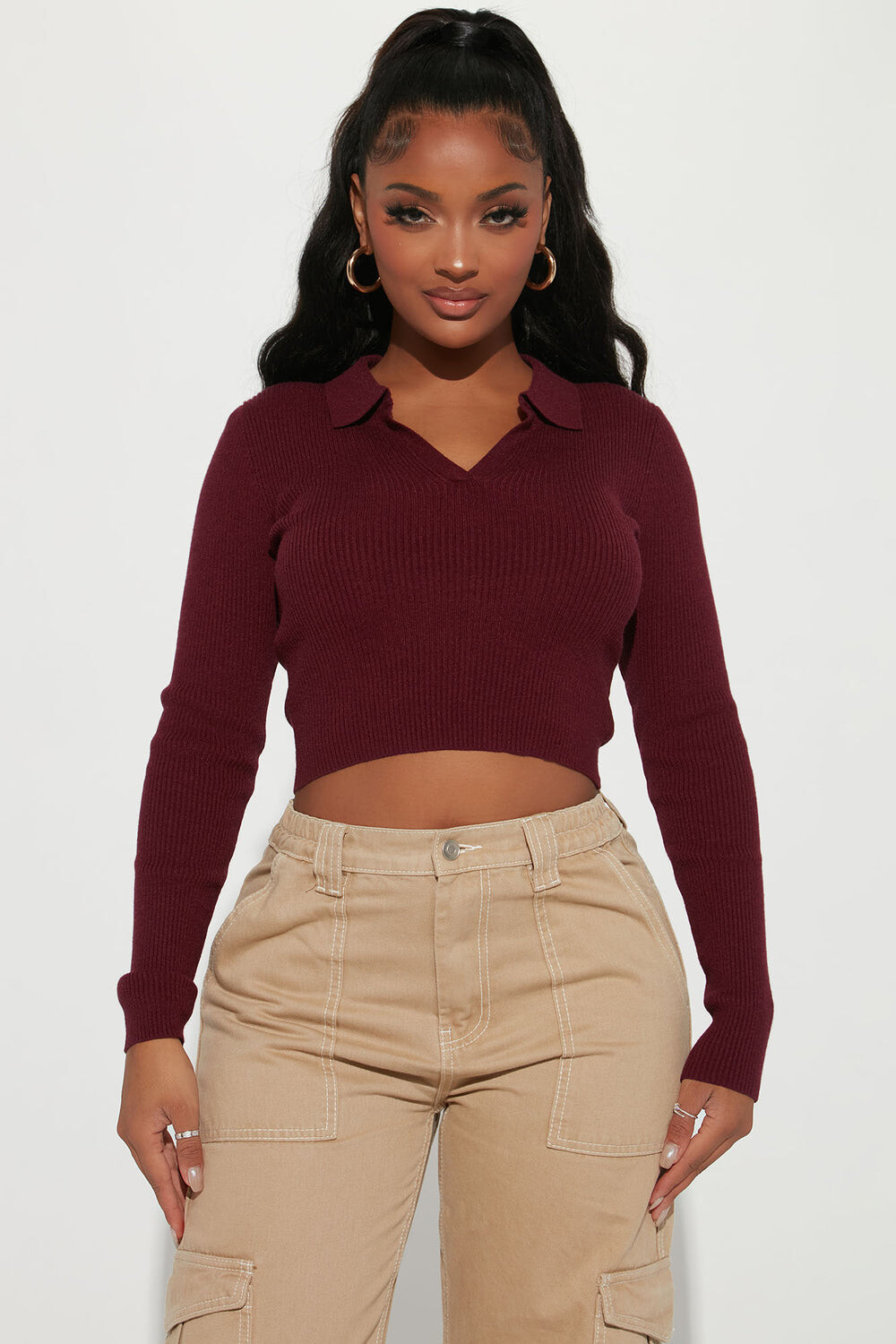 

Свитер Fashion Nova 73656, бордовый
