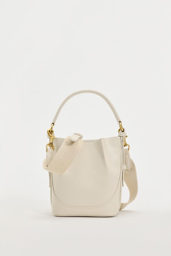 Сумка Zara Mini Bucket, кремовый сумка zara кремовый