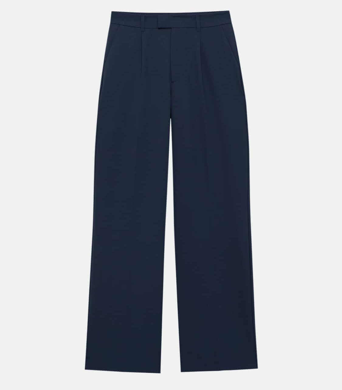 

Элегантные брюки со складками Pull&Bear, темно-синий