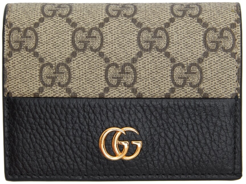 

Бежево-черный визитница GG Marmont Gucci