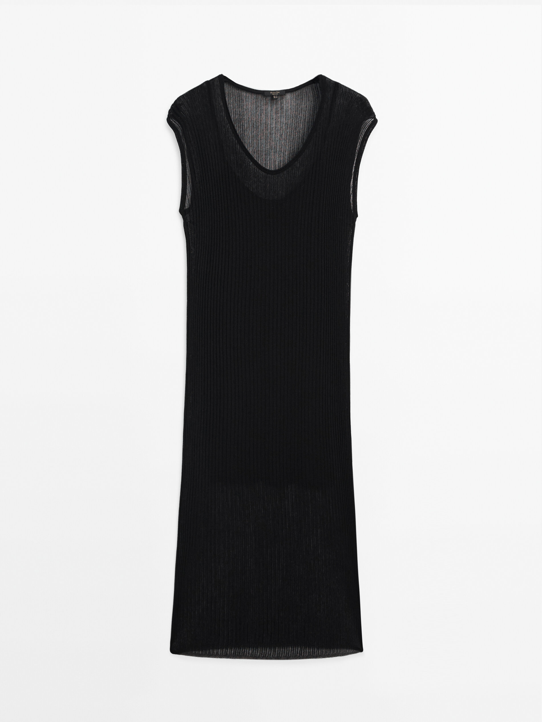Платье Massimo Dutti Plain Open Knit, черный