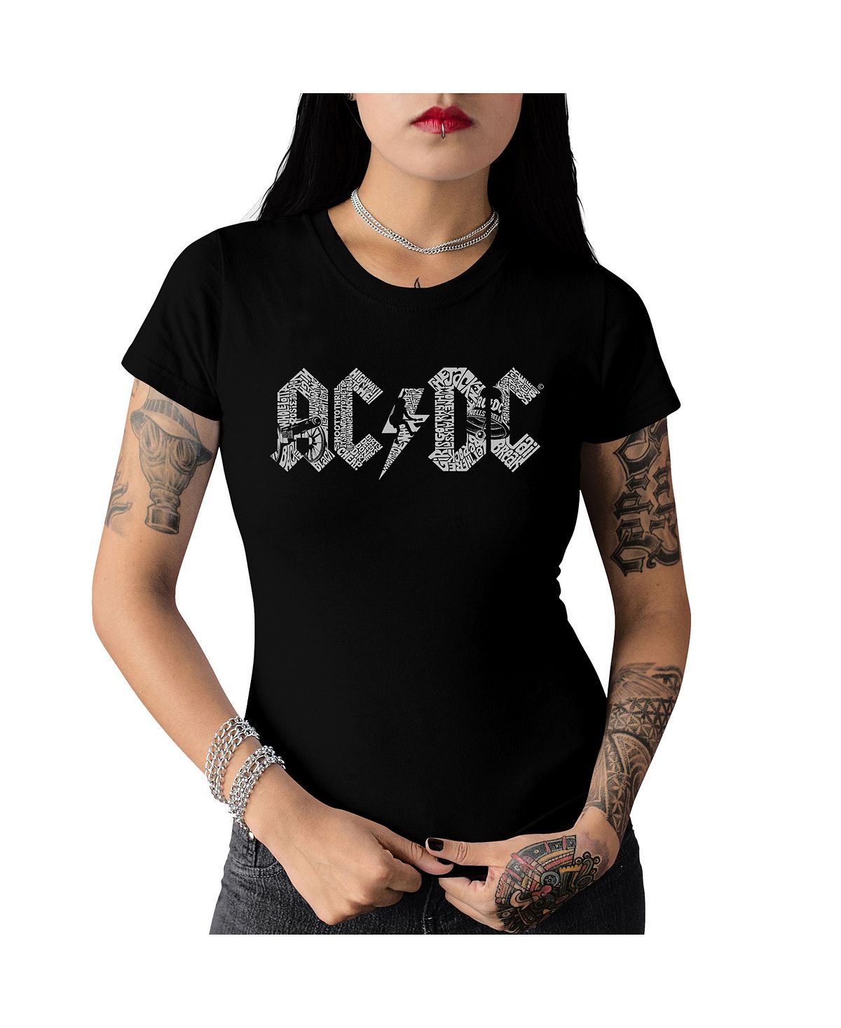 цена Женская футболка ac/dc word art LA Pop Art, черный