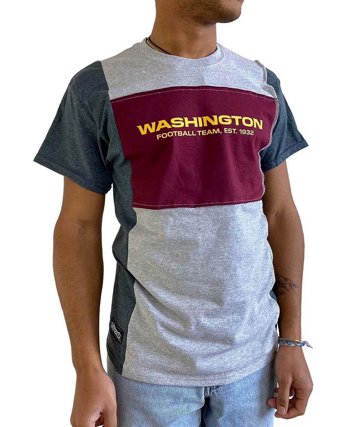 

Мужская меланжированная серая футболка washington football team split Refried Apparel, мульти