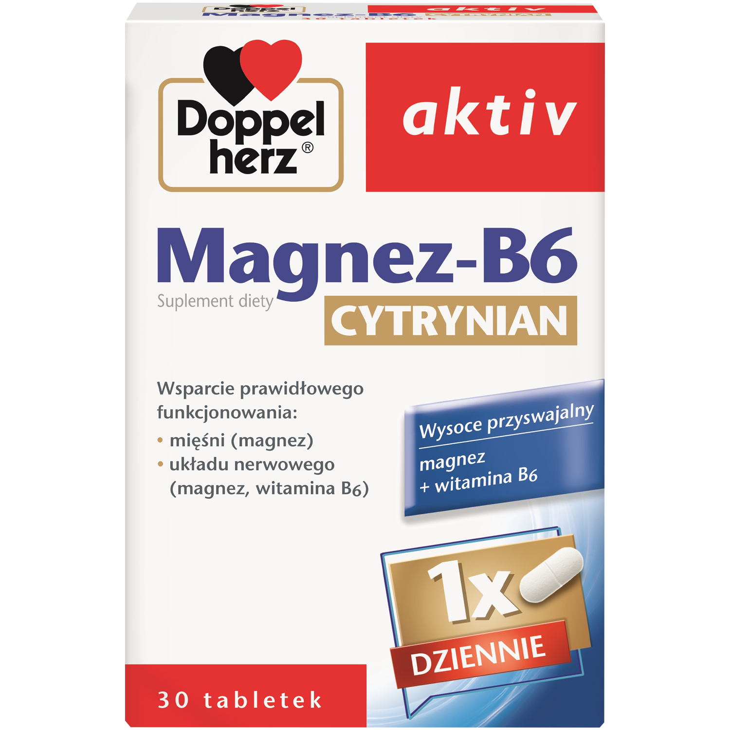 Doppelherz Magnez B6 Cytrynian биологически активная добавка, 30 таблеток/1 упаковка myvita биологически активная добавка магний с витамином b6 100 таблеток