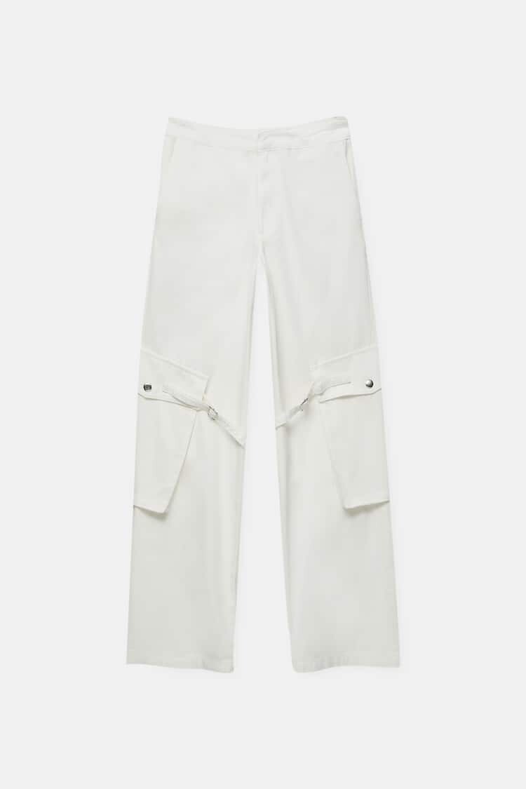 

Брюки Pull&Bear Cargo With Adjustable Straps, белый