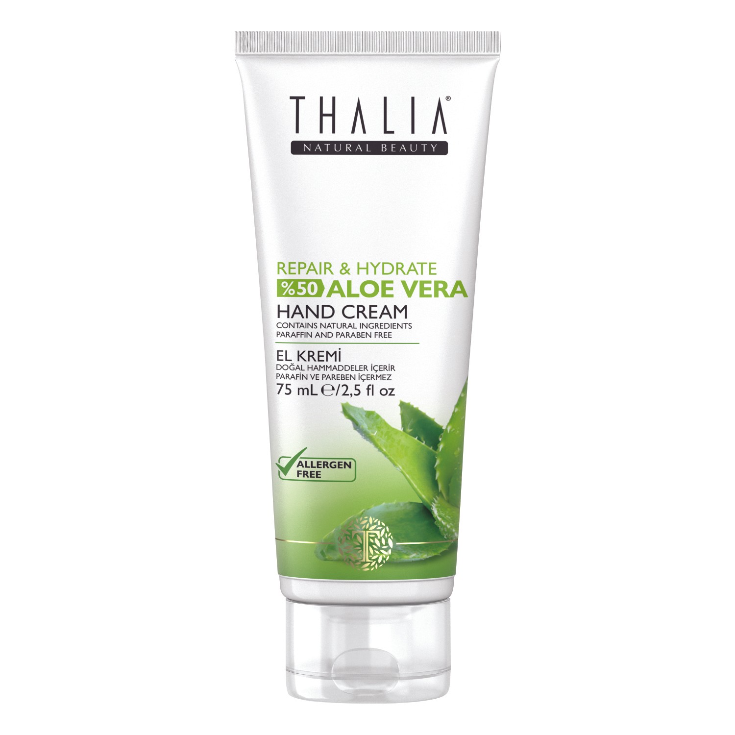 thalia natural beauty pro keratin silk perfection cream крем для волос восстанавливающий 150 мл Восстанавливающий крем для рук Thalia 99% экстракт алоэ вера, 75 мл