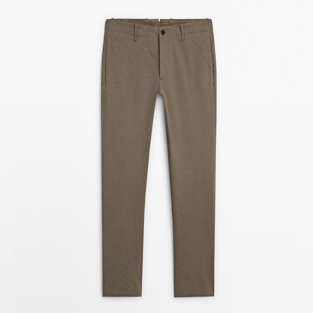 Брюки Massimo Dutti Slim-fit Micro-textured Chino, коричневый брюки massimo dutti micro twill tapered fit chino светло коричневый