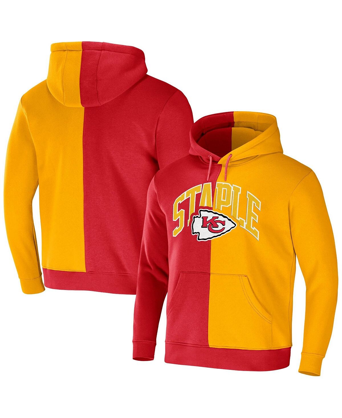 

Мужская толстовка с капюшоном nfl x staple red, yellow kansas city chiefs с разрезом и логотипом NFL Properties
