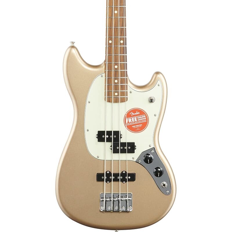 

Fender Mustang PJ Pau Ferro Electric Bass, Firemist Gold 144053553