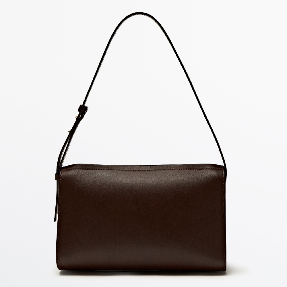 Сумка Massimo Dutti Plain Leather Shoulder, коричневый кожаная ручка ремешок сумка застежка лобстер сменная сумка на запястье ремешок кошелек для сумки аксессуары