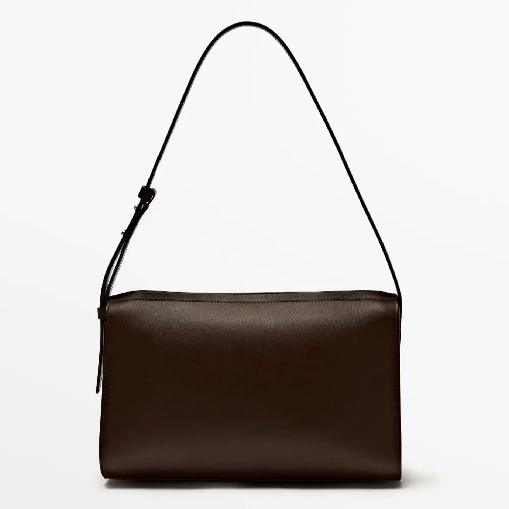 

Сумка Massimo Dutti Plain Leather Shoulder, коричневый