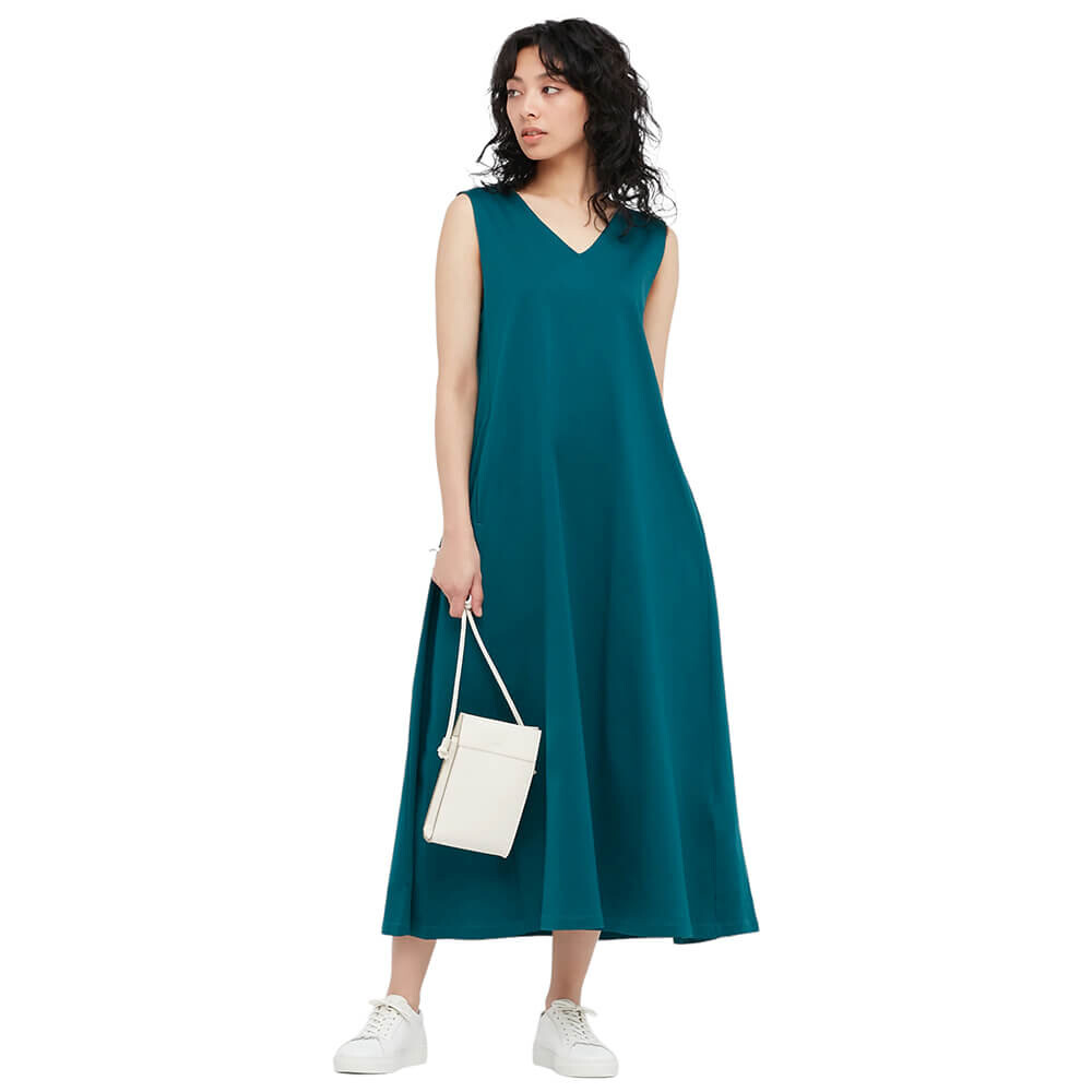 Платье длинное без рукавов Uniqlo, темно-зеленый