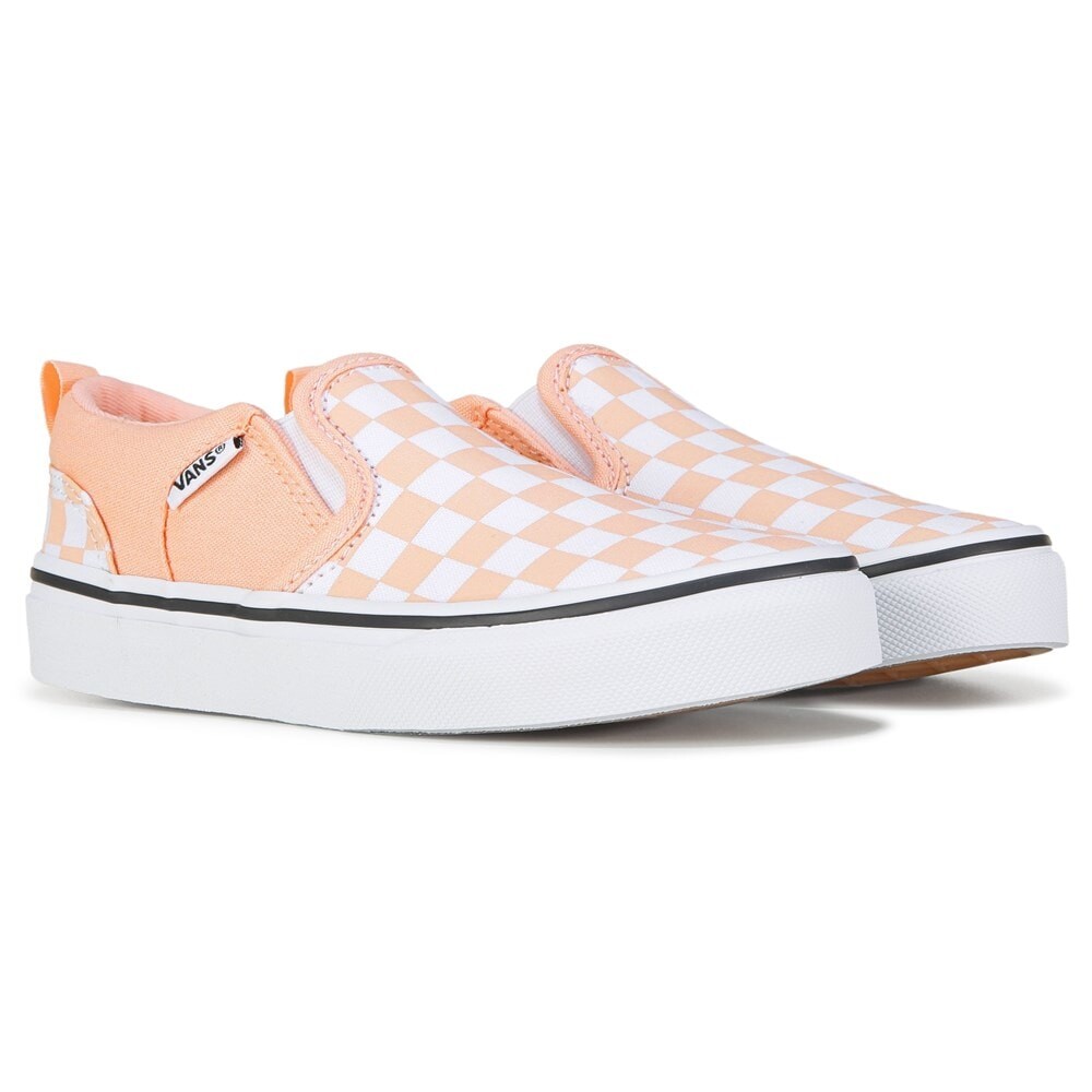 

Детские слипоны Asher Little/Big Kid Vans, цвет peach/checkerboard