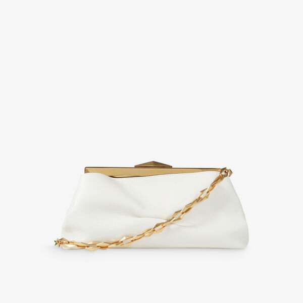 

Кожаный клатч с ромбовидной оправой Jimmy Choo, желтый