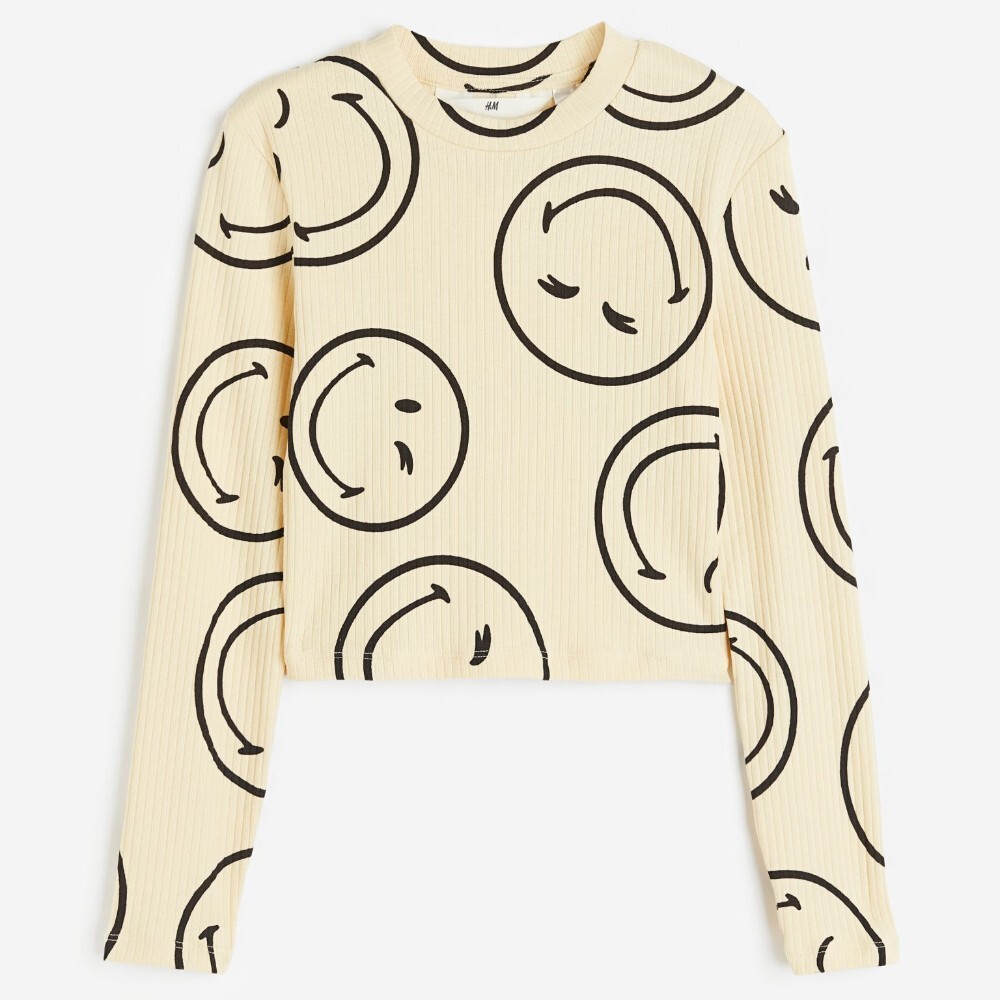 

Топ H&M Kids Printed Jersey SmileyWorld, светло-желтый