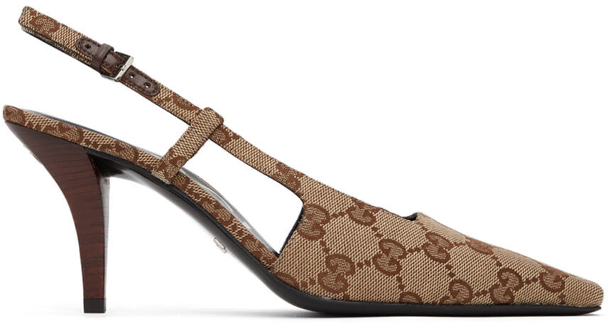 

Бежевые туфли на каблуке GG Demi Gucci, Бежевый