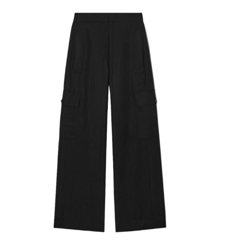 

Брюки COS Wide-Leg Linen-Blend Cargo, черный