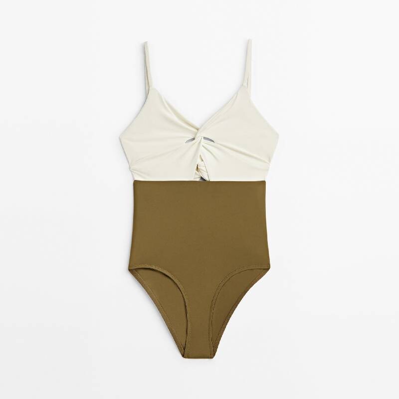 

Купальник Massimo Dutti With Crossover Neckline, хаки