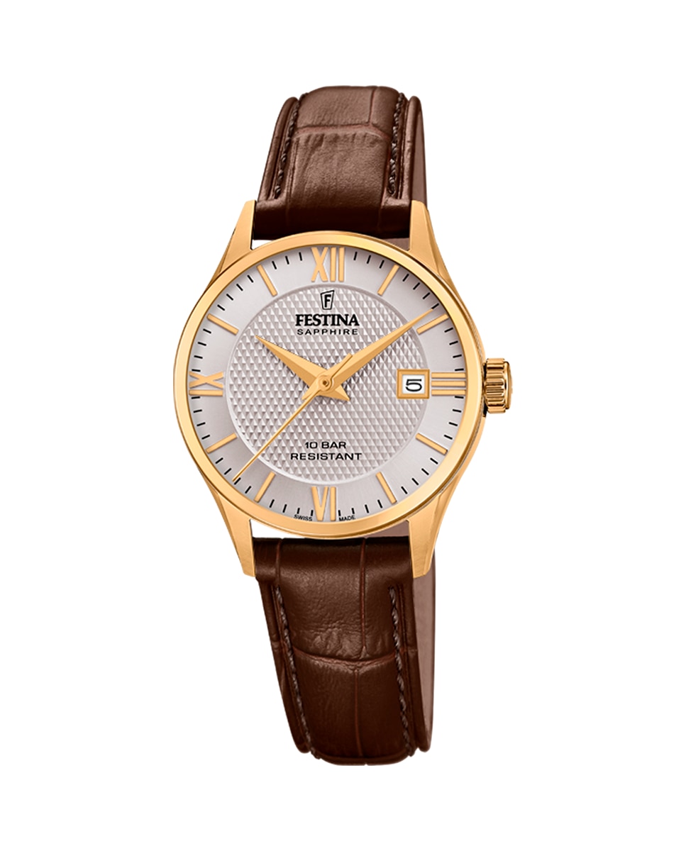 F20011/2 Женские часы из коричневой кожи швейцарского производства Festina, коричневый