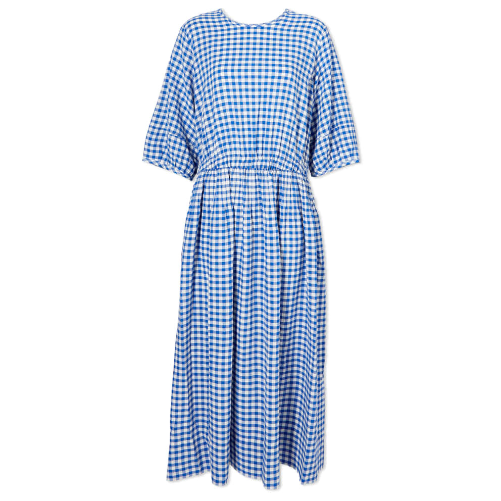 

Платье-миди YMC Garden Gingham, синий/экрю
