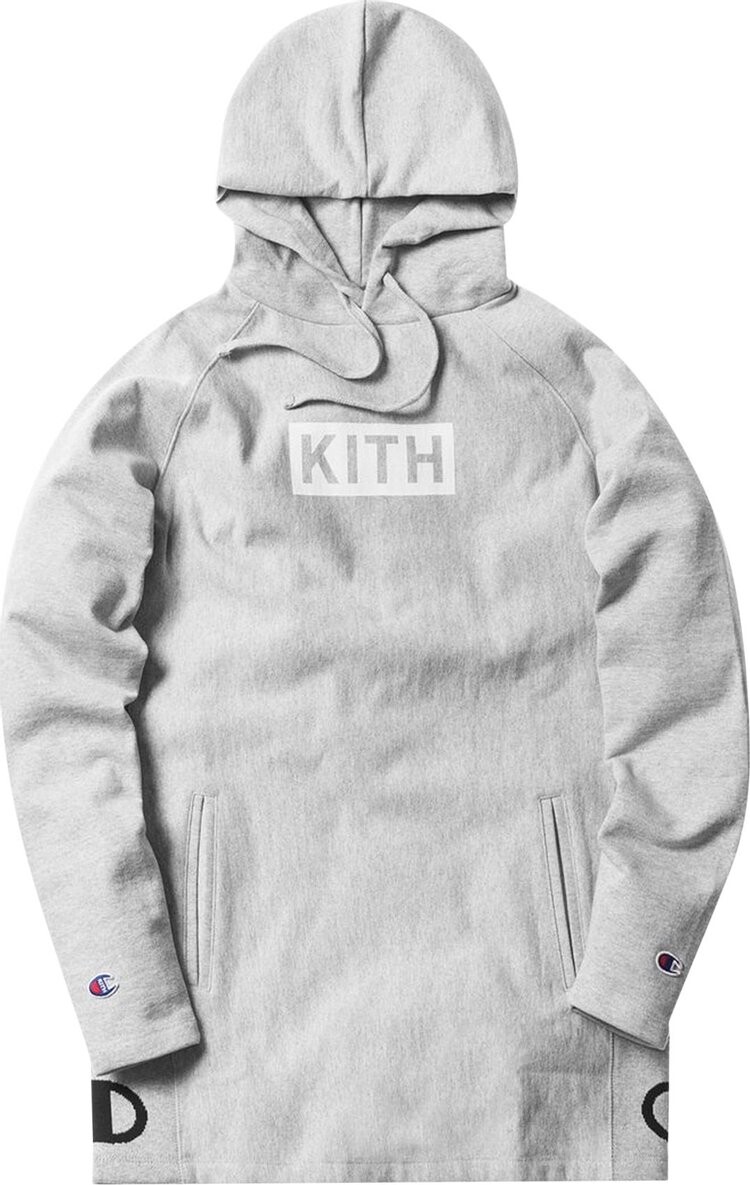 Kith x Champion Extended Hoodie Heather Grey CDEK.Shopping