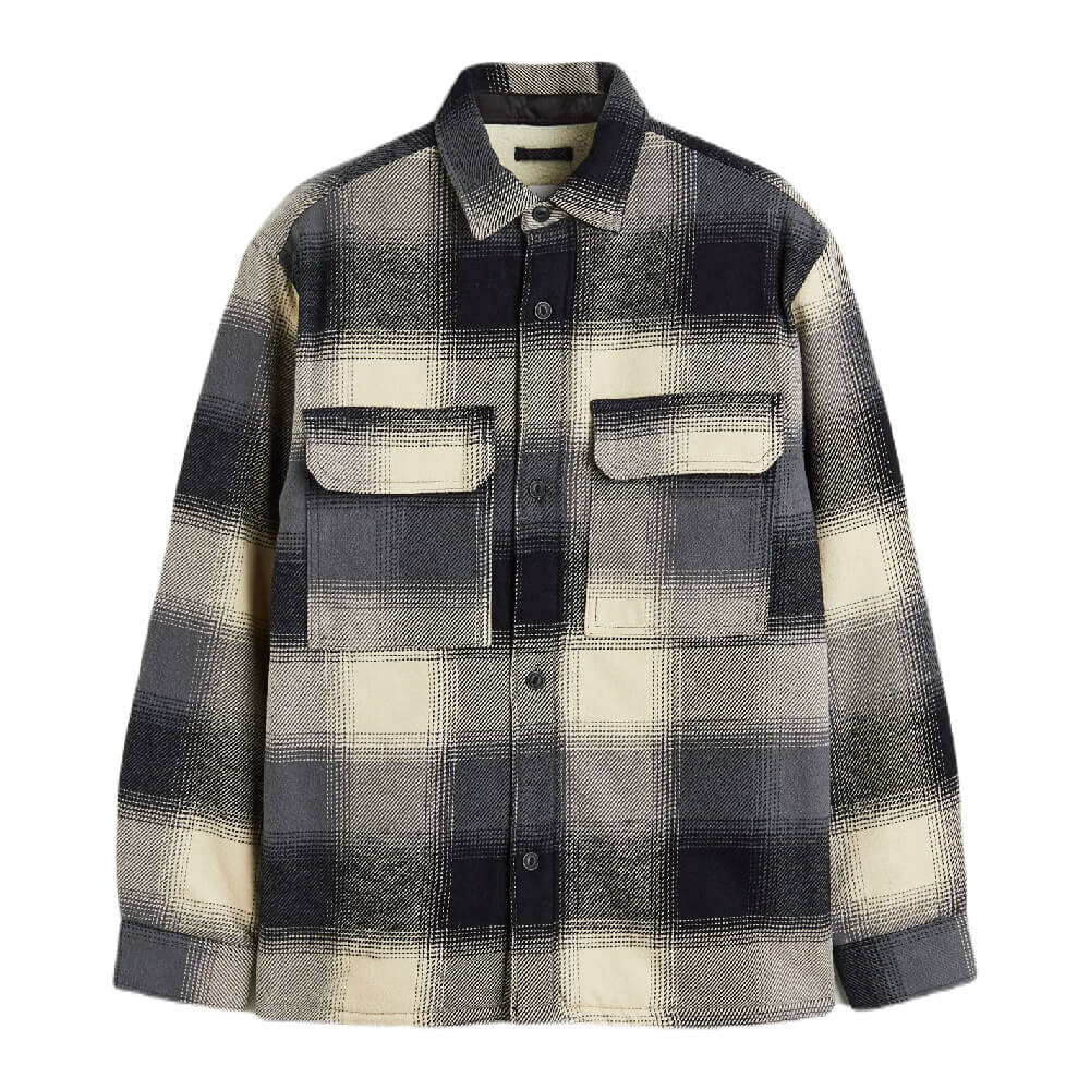 

Куртка-рубашка H&M Regular Fit Teddy-lined, темно-серый/бежевый