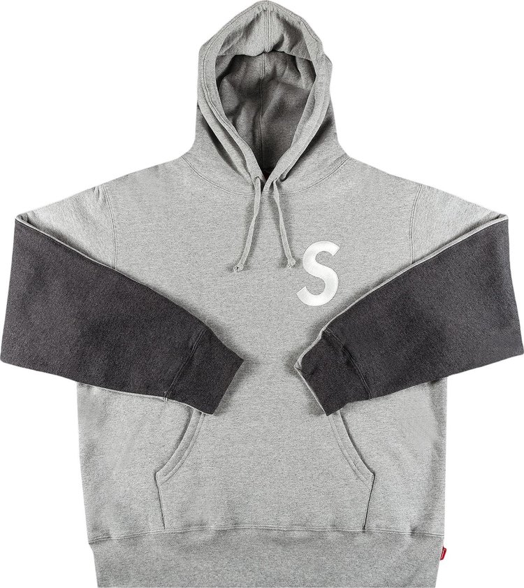 худи supreme s logo zip up hooded sweatshirt heather размер xl серый Толстовка Supreme S Logo Split Hooded Sweatshirt 'Heather Grey', серый