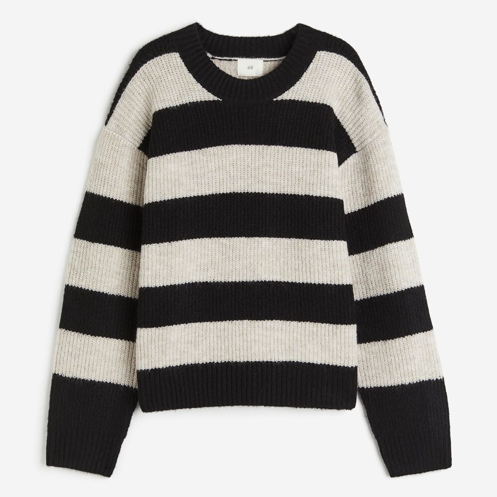 

Свитер H&M Rib-knit, светло-бежевый/черный