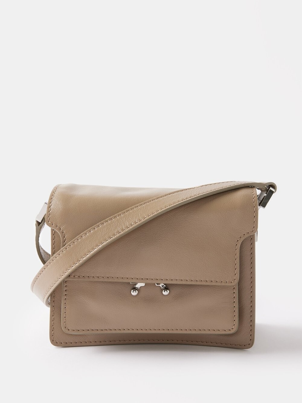 

Миниатюрная кожаная сумка через плечо trunk Marni, бежевый