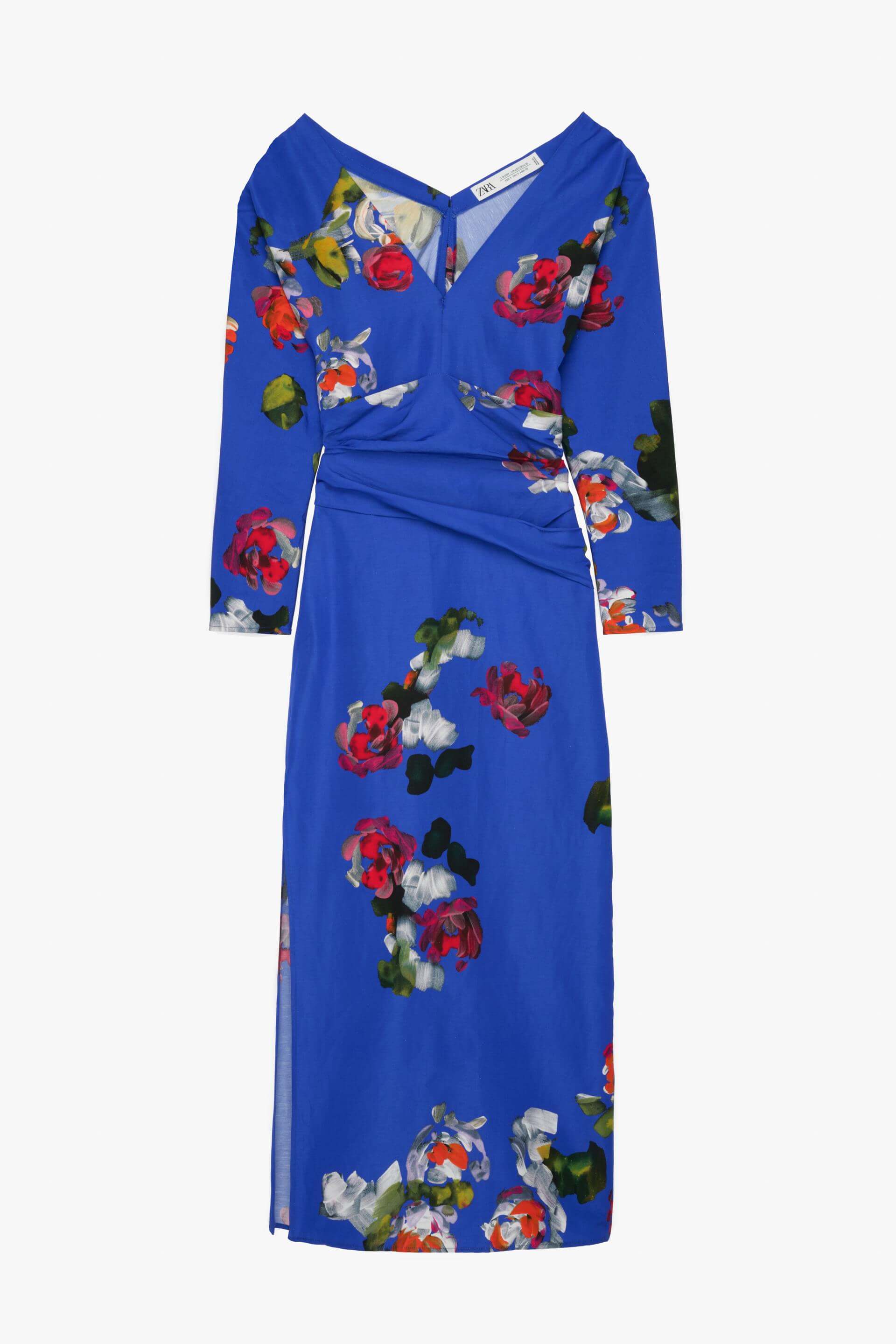 Платье Zara Printed Draped - Limited Edition, синий