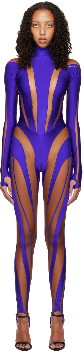 

Синий комбинезон со спиралью Mugler