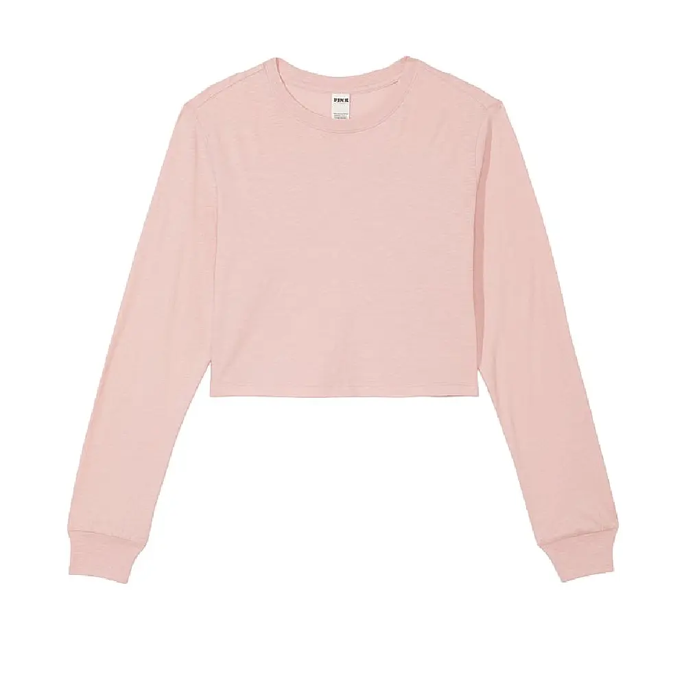 Лонгслив Victoria's Secret Pink Premium Cotton Cropped Palm, розовый лонгслив victoria s secret pink premium cotton cropped laguna beach светло желтый