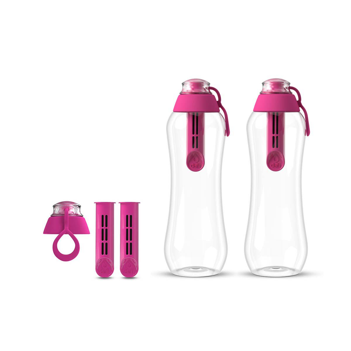 цена Набор из бутылок с угольным фильтром Dafi Soft, 5 предметов, розовый