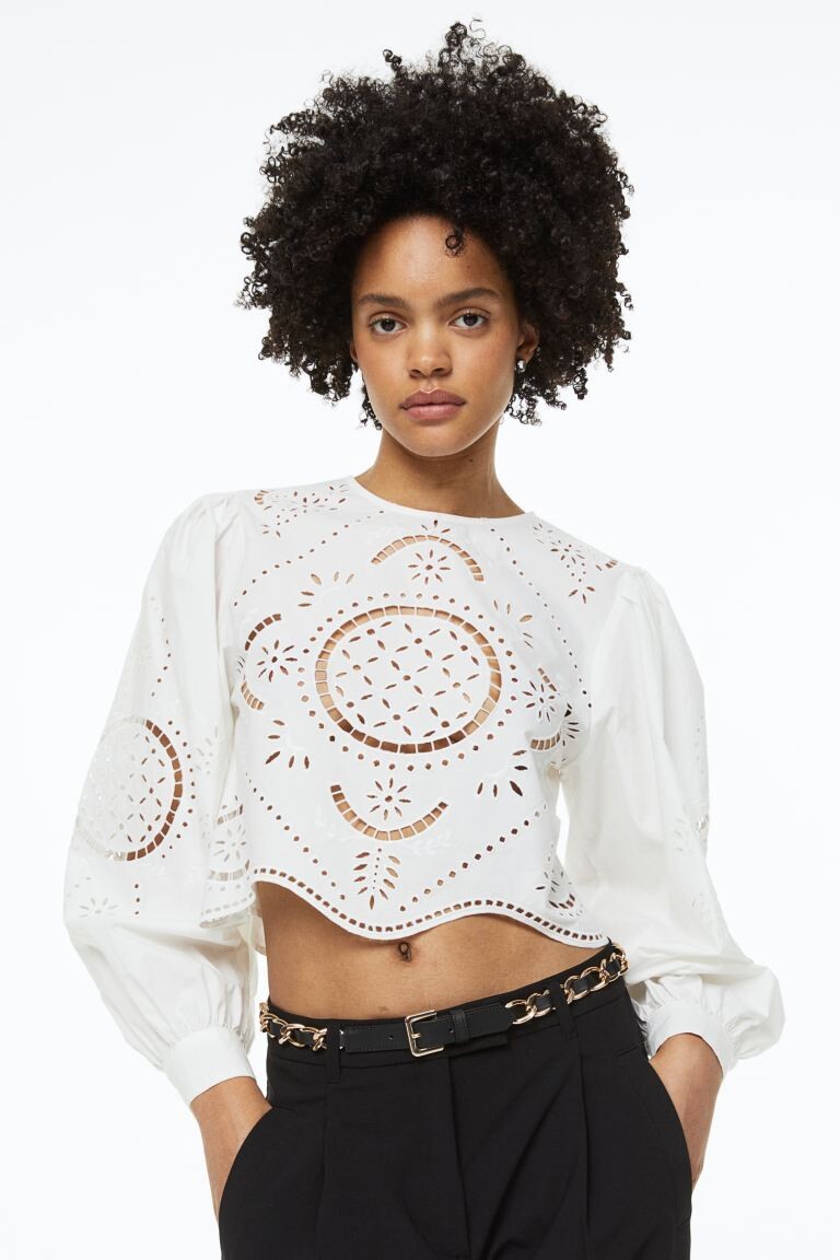 

Блуза с английской вышивкой H&M, белый