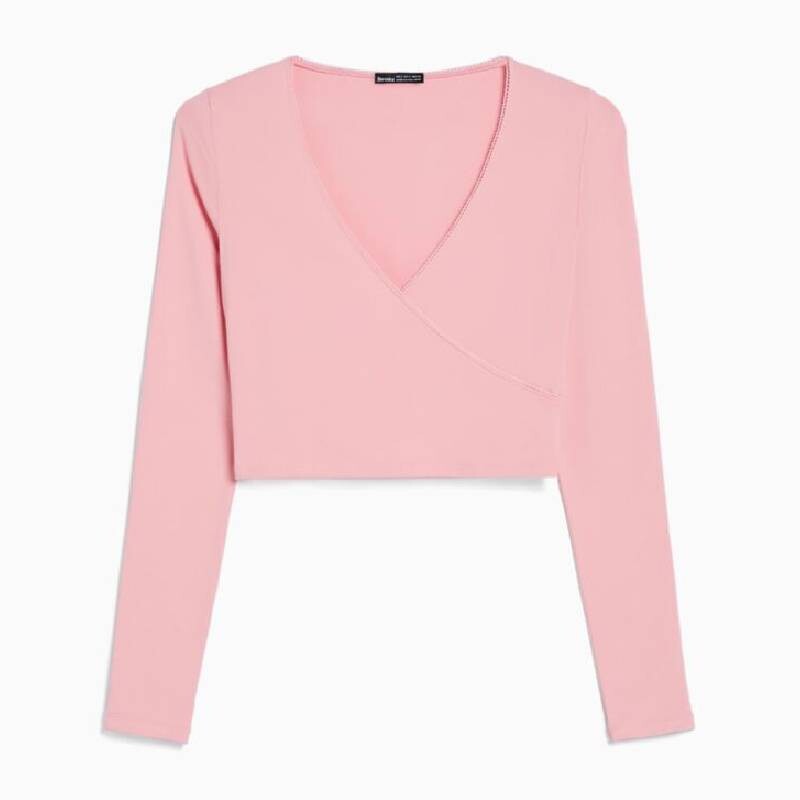 

Лонгслив Bershka Crossover, розовый