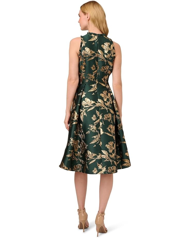 

Платье Adrianna Papell Printed Jacquard High-Low Hem Party Dress, цвет Hunter