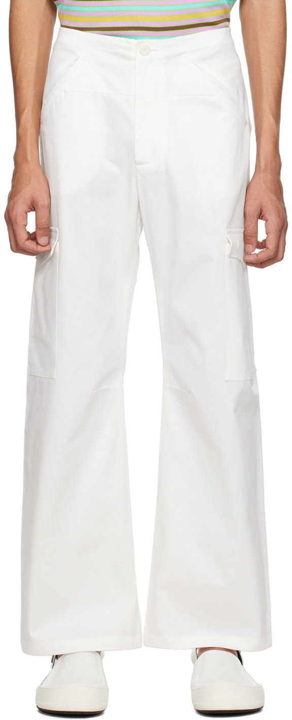 Белые прямые брюки карго BLUEMARBLE
