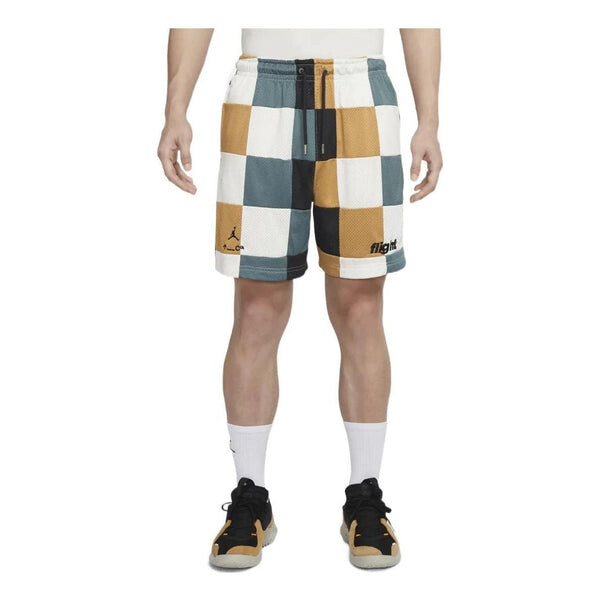 

Шорты Men's Jordan Plaid Splicing Logo Printing Straight, Зеленый/Коричневый/Красный