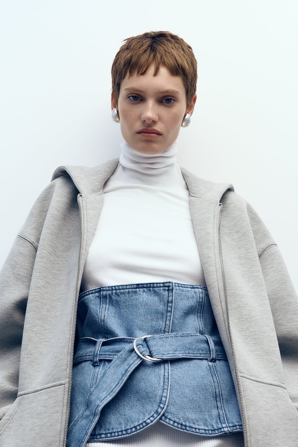 

Джинсовый ремень с поясом ZARA, синий