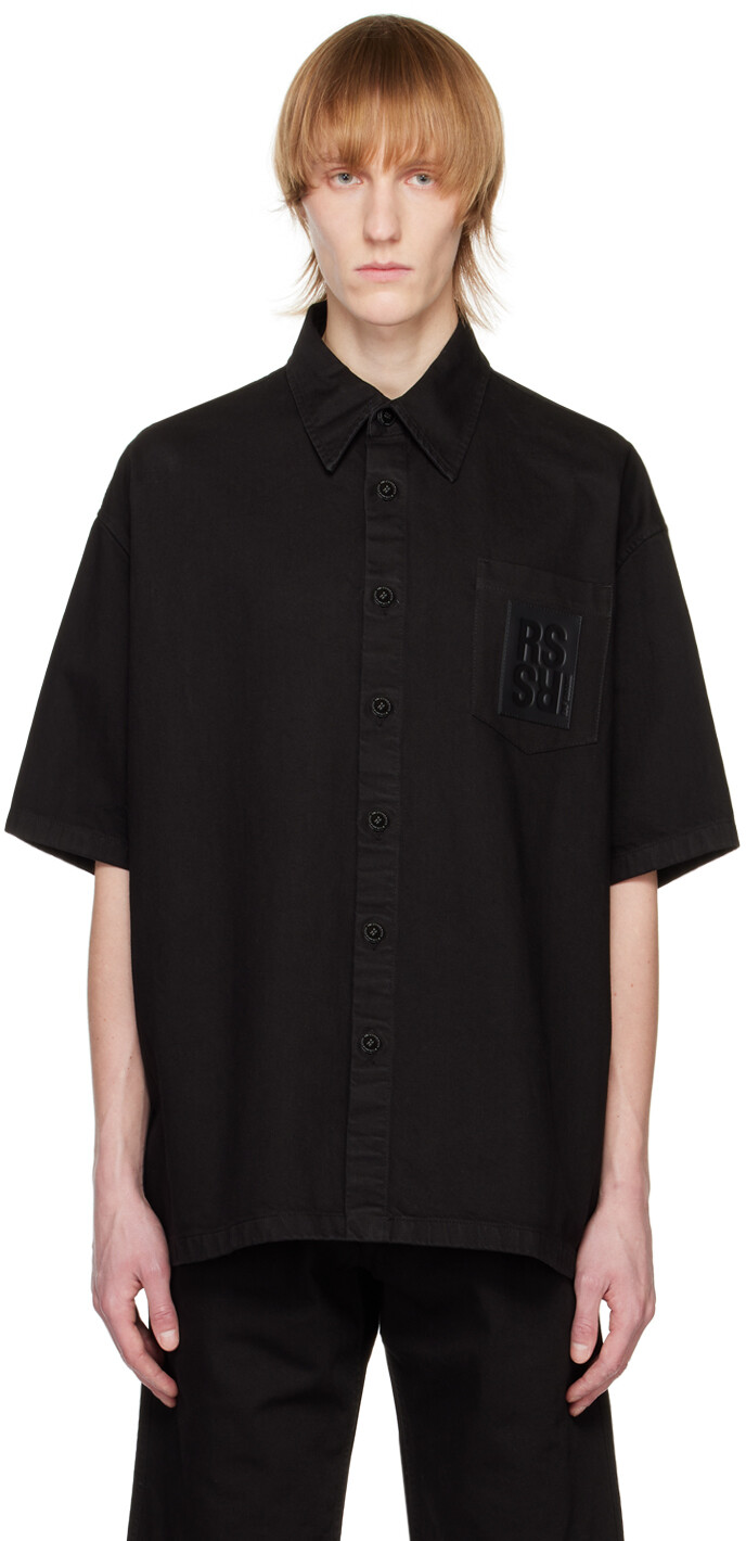 

Черная джинсовая рубашка с нашивками Raf Simons