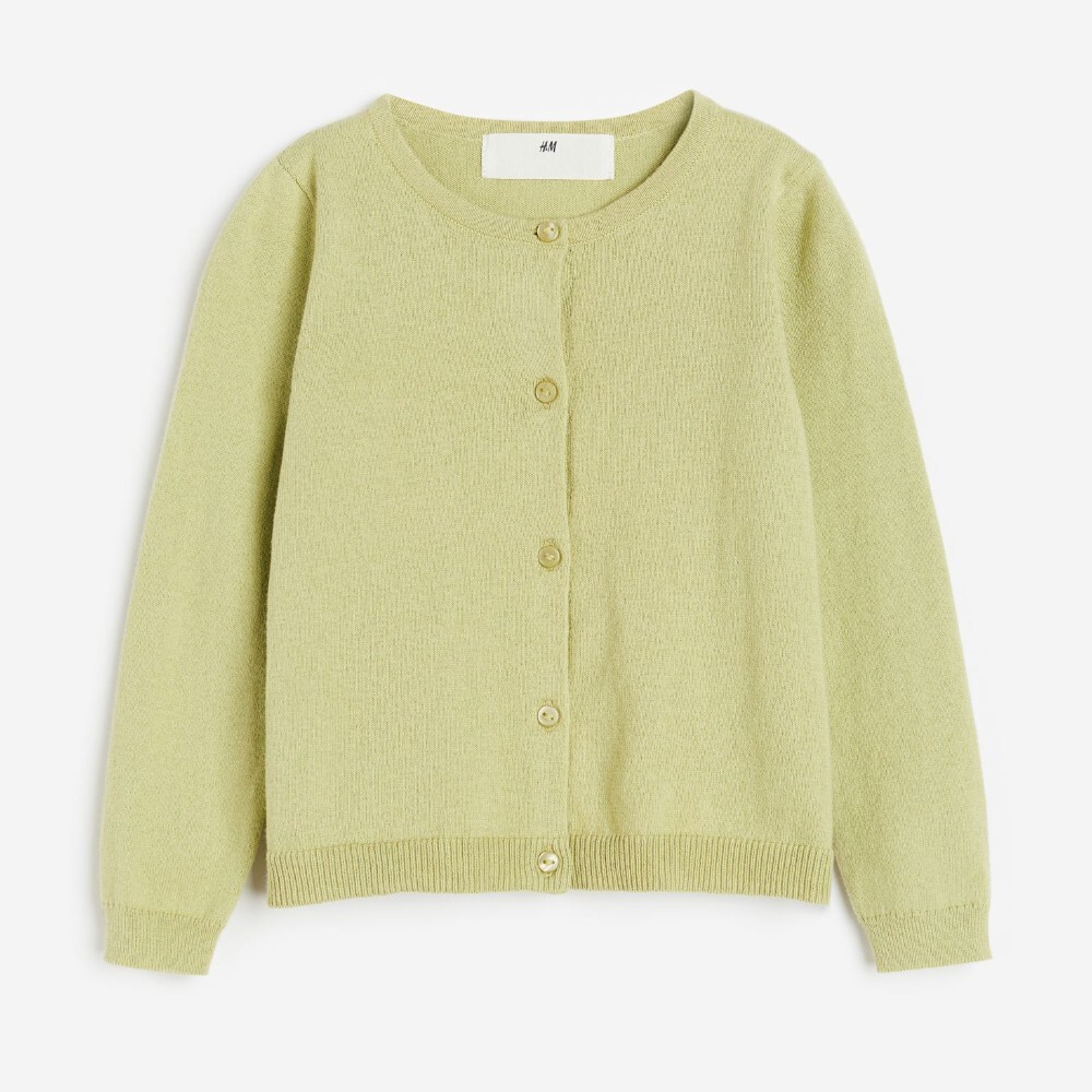 

Кардиган H&M Kids Fine-knit Cotton, светлый пыльно-зеленый