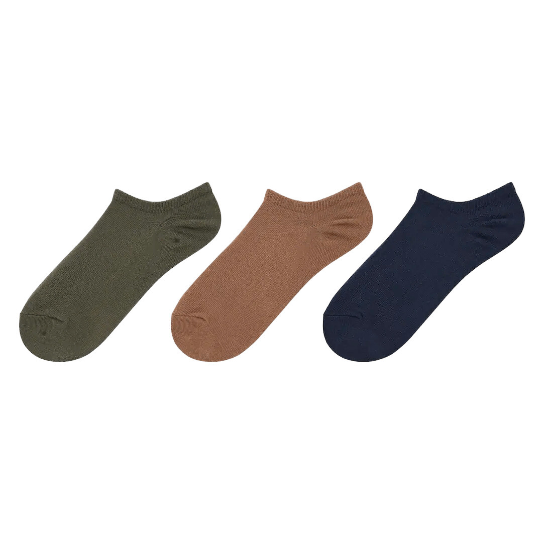 

Комплект носков Uniqlo Short Socks, 3 пары, оливковый/коричневый/синий