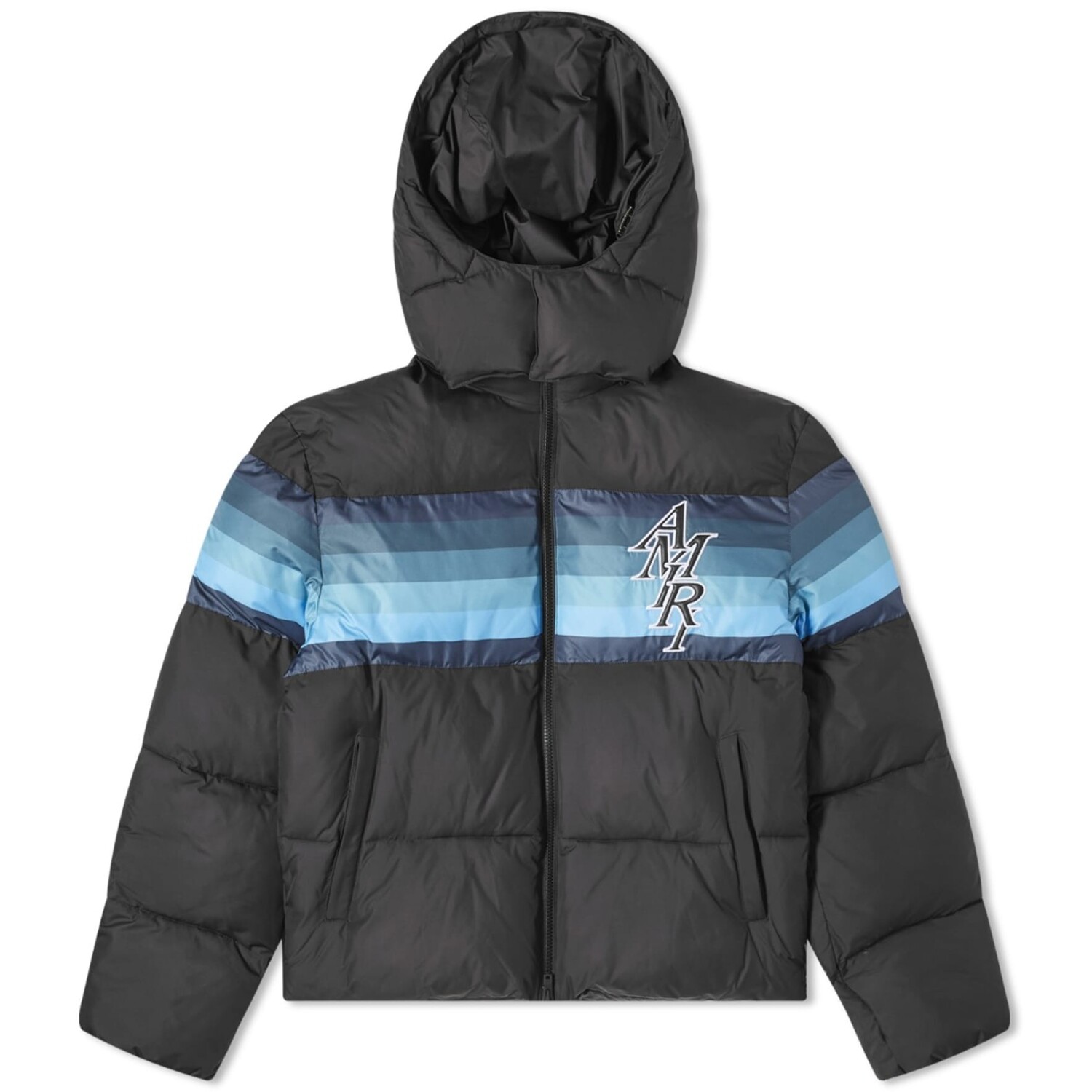 

Пуховик Amiri Staggered Logo Down, черный/мультиколор