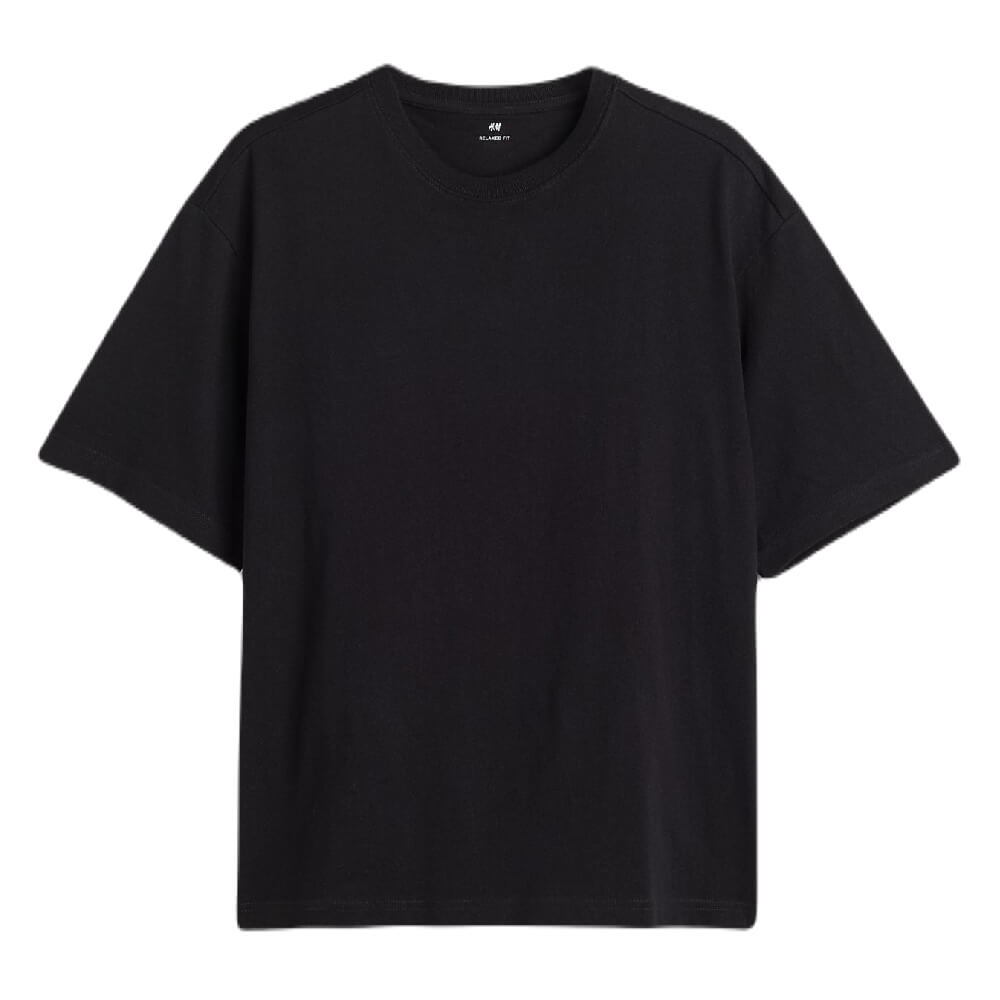 Футболка H&M Relaxed Fit, черный футболка с круглым вырезом jess объемный покрой s белый